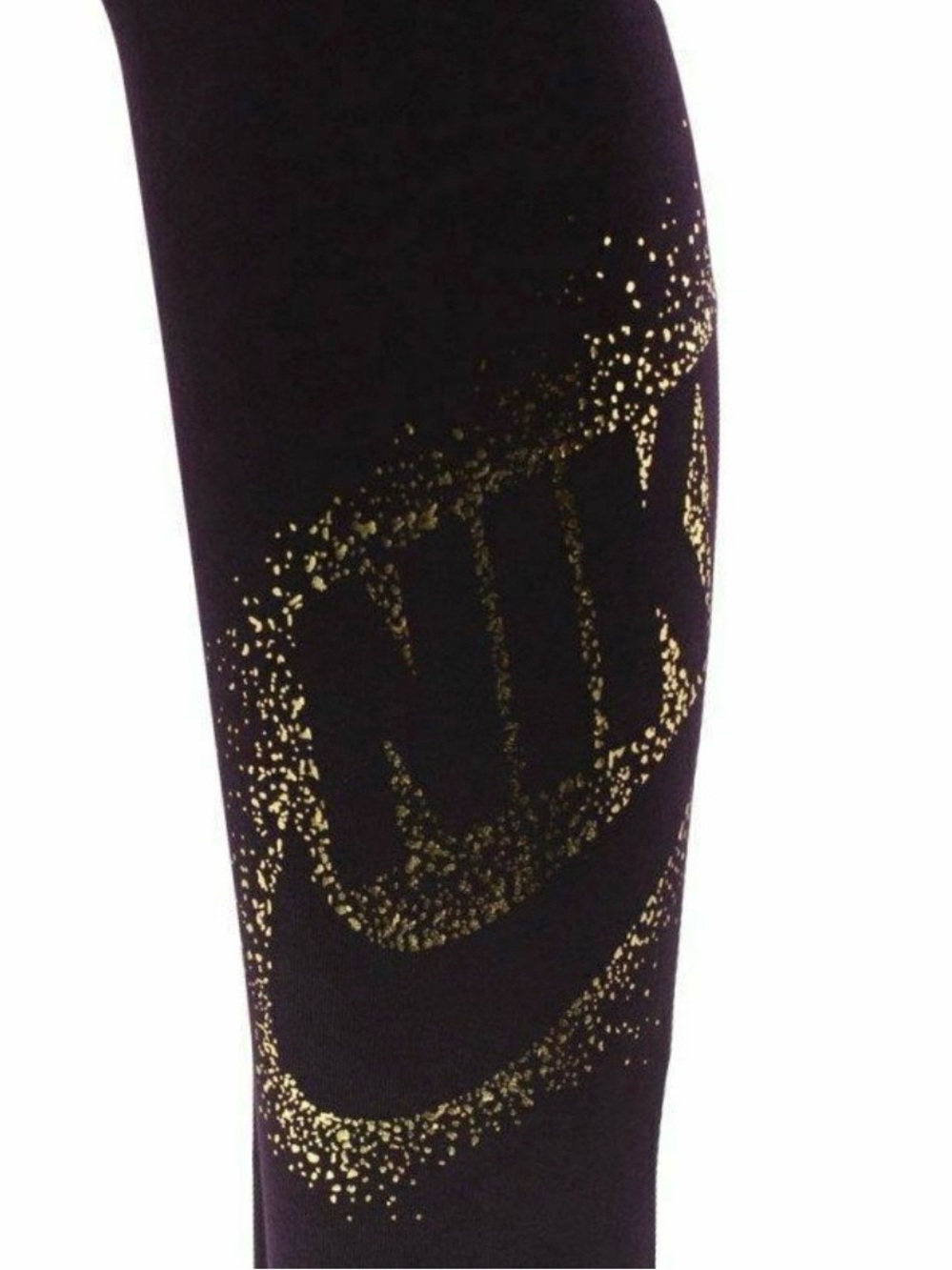 Nike Black Leggings with Gold Logo Detail - Picture 5 of 9